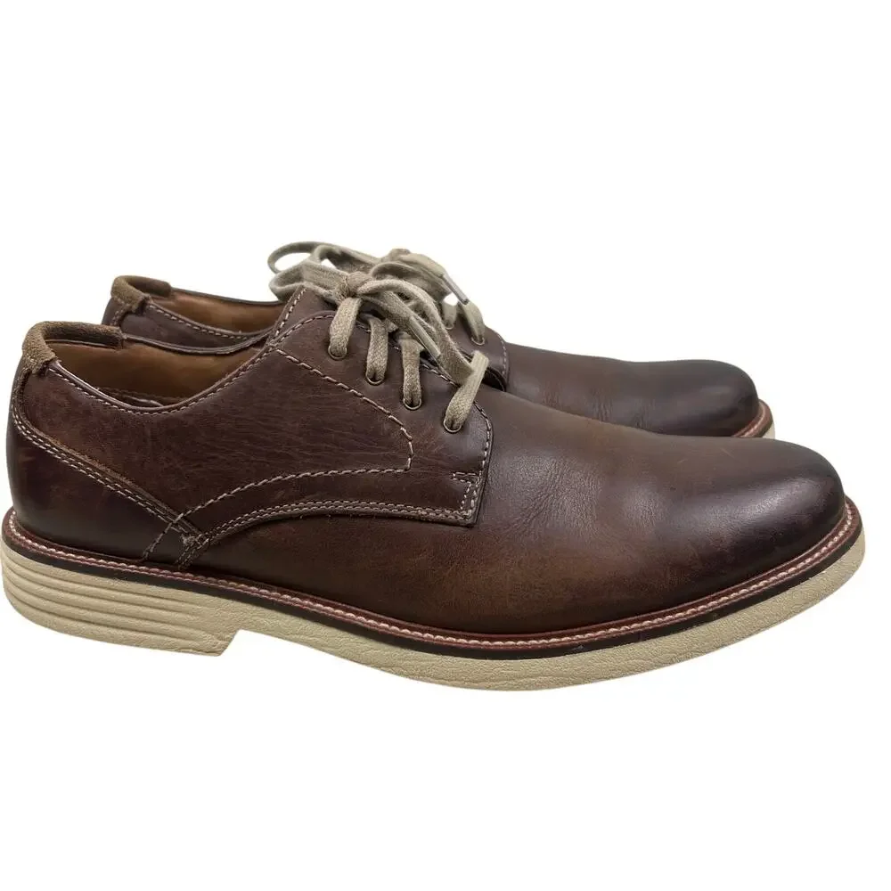 Dockers Oxford shoe men’s 8 Brown Leather lace up Good condition - Picture 1 of 10